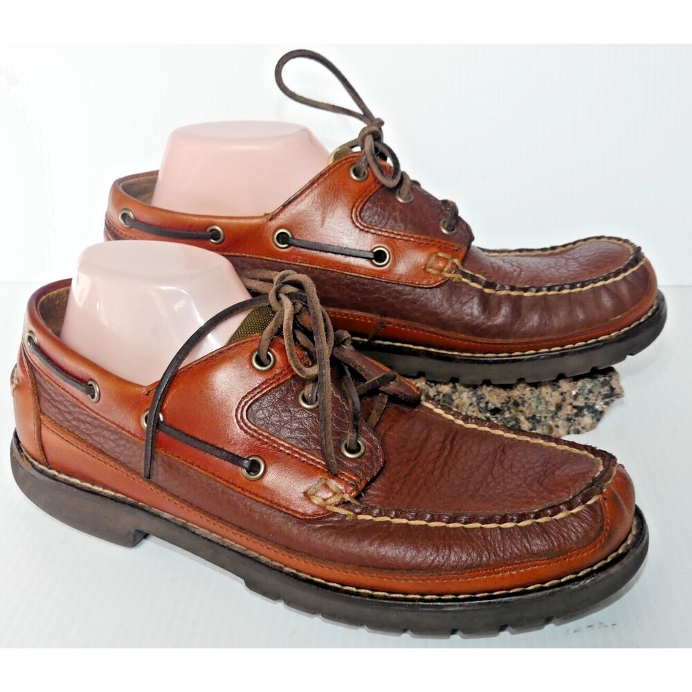 Men's L.L Bean Topsider Boat Deck leather loafers two tone sz 9 D